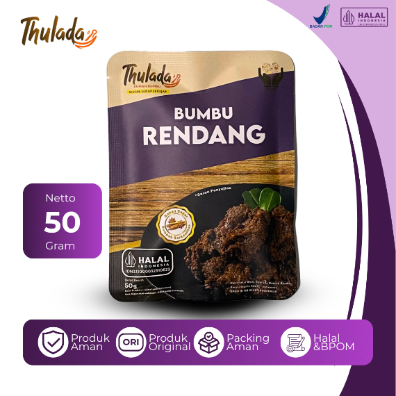 Thulada Rendang Spice Mix Sachet 50gr- Authentic Indonesian Spices Without Preservatives and MSG