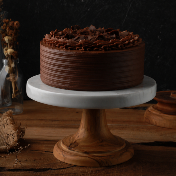 Marble Cake Stand with Solid Teak Wood Base