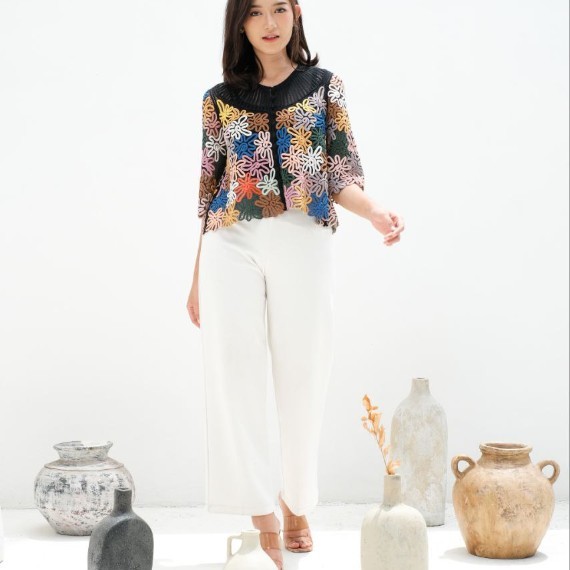 Coral Cardigan Black Mix Sulam Usus