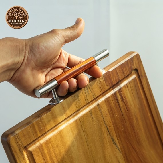 Genuine Teak Jumbo Cutting Board with Stainless Steel Handle - Export Quality - Kitchen, Kitchenware