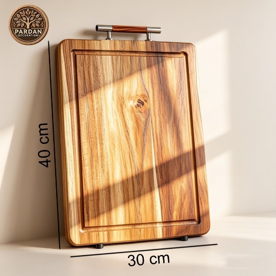Genuine Teak Jumbo Cutting Board with Stainless Steel Handle - Export Quality - Kitchen, Kitchenware