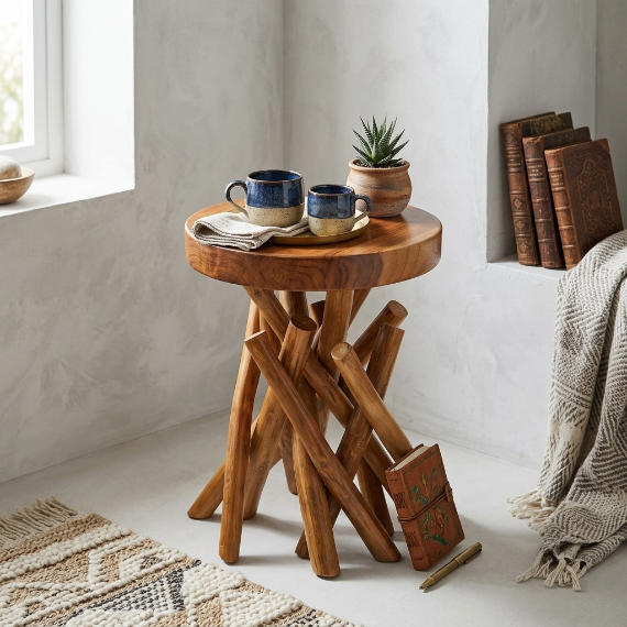Rustic Branch Wood Stool