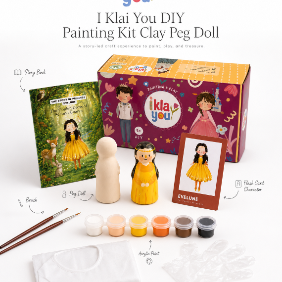 I Klai You DIY Painting Kit Clay Peg Doll