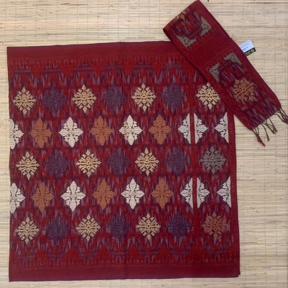 Silk Endek Songket with a Cakra Kurung Motif Shawl