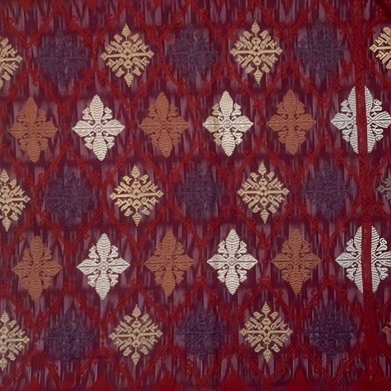 Silk Endek Songket with a Cakra Kurung Motif Shawl
