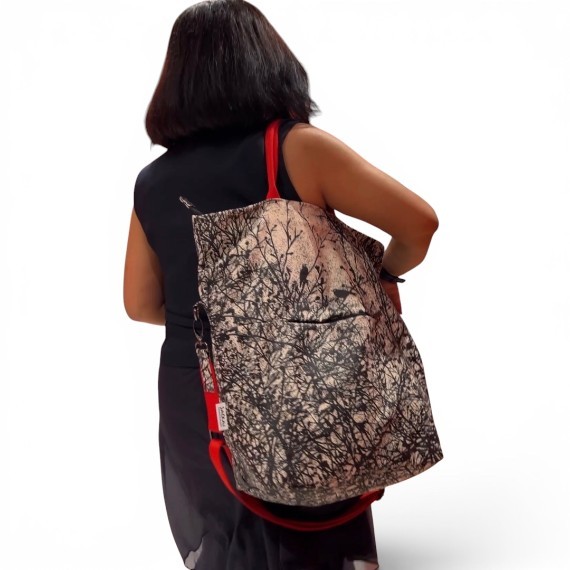 Foldover Crossbody Tote Bag with The "Side by Side" Original Illustration